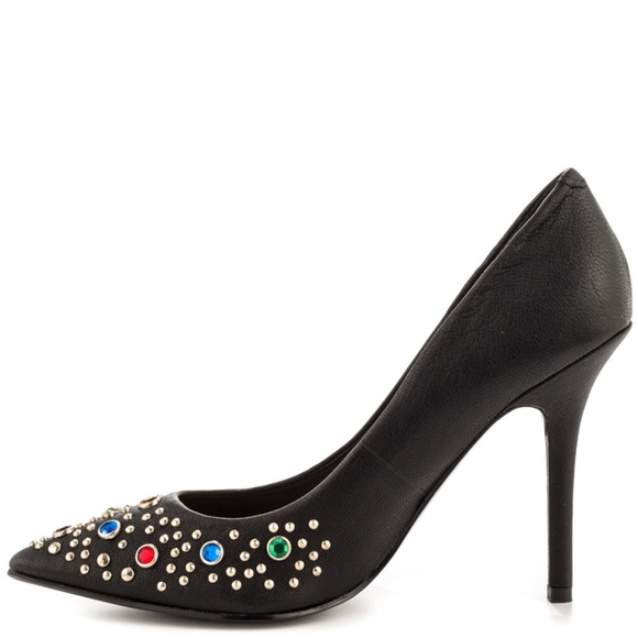 NEW GUESS Plasa Black Leather PointedToe Pump SZ 9 - Picture 2 of 5